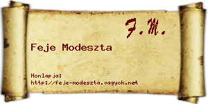 Feje Modeszta névjegykártya